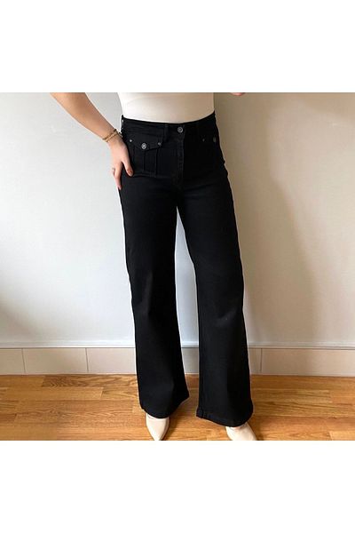 Geppetto Penolope Women's Black Wide Leg Pants 14866 Jean