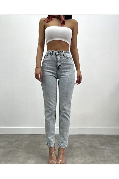 Geppetto Penolope Dámské Zero Max Vysoký pas Modré Mom Jeans Lycra Flexibilní modré džínové kalhoty