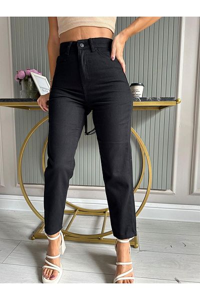 Geppetto Penolope Leo Black Mom Jean - High Waist Lycra Women's Jeans