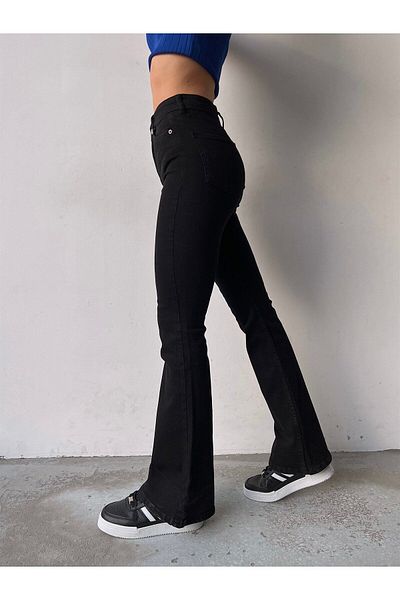 Geppetto Penolope Women - Blugi cu talie înaltă Lycra Jet Black Flare