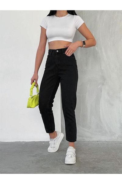 Geppetto Penolope Women's - Black Mom Jean Boyfrend Pants (Full Fit)