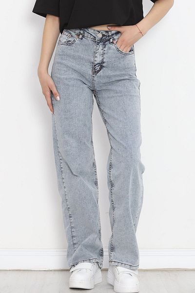 Geppetto Blugi largi cu buzunar din lycra cu talie înaltă - Pantaloni Palazzo din denim albastru pentru femei 18695
