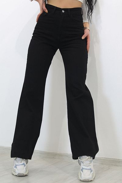 Geppetto Blugi de damă cu talie înaltă cu picioare largi - Pantaloni Palazzo negri Blugi - 8595.1572