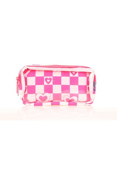 KAUKKO Τσάντα κασετίνα Pink Heart Transparent Nature - K2586