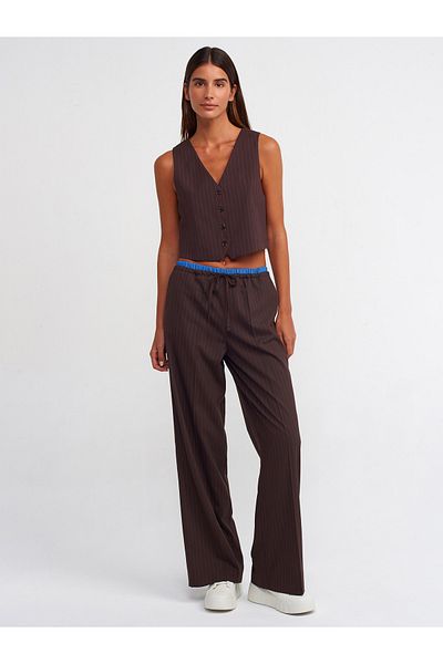 Dilvin 71228 Kontras Boxer Detailed Trousers- Brown