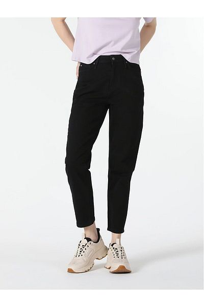 Geppetto Blugi Penolope Zero Max Blue Mom - Pantaloni din denim elastic din Lycra cu talie înaltă