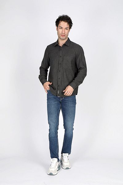 Lee Cooper Francis Men's Gray Woven U.Sleeve Shirt