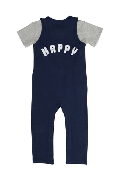 Kyron Navy Blue Baby Boy T-Shirt and Overalls Set