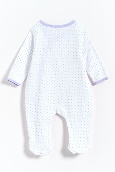 Gambino 100% Cotton Polka Dot Footed Baby Girl Romper - White