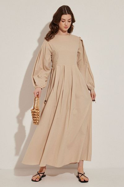 Hooopstore Λινό Φόρεμα Milky Brown - Πλαϊνή Στενή