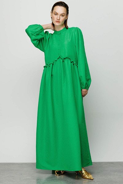 Hooopstore Φόρεμα με λεπτομέρεια βολάν - Benetton Green