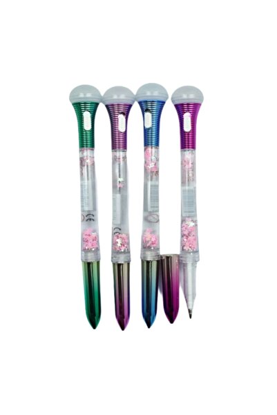 Genel Markalar Unick Color Rainbow Şeffaf Sulu Simli Işıklı Kalem 4lü Set