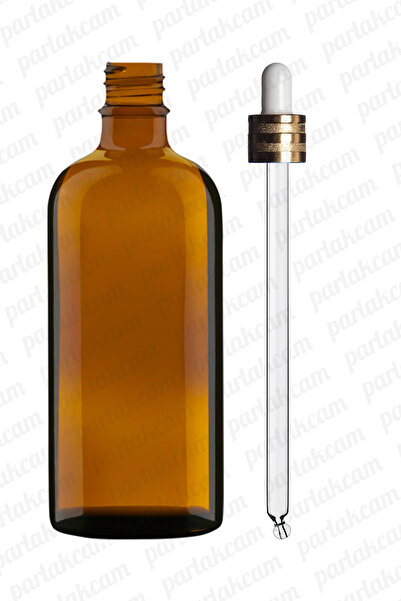 parlakcam 100ml Gold Yüzüklü Özel Tasarım Cam Damlalıklı Amber Şişe 100cc Kah...