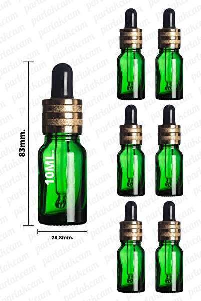 parlakcam 10ml Gold Modern Özel Tasarım Cam Damlalıklı 10cc Yeşil Cam Damlalı...