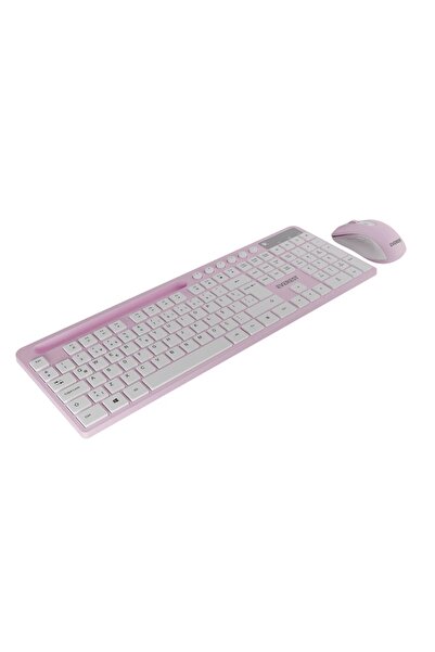 Everest Km-730 Pembe/beyaz Kablosuz Multimedya Q Klavye Mouse Set
