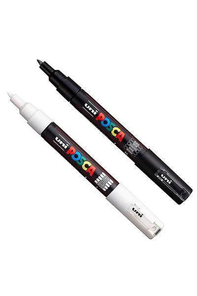 UNİ-BALL Posca Pc-1m - 1 Black and White Paint Art Marker Pen