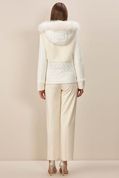 Guitar Hooded Ecru Woven Coat