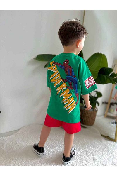 BİR DOZ ÇOCUK GÜLÜŞÜ Spiderman Printed Boys Marvel Bottom Top Suit