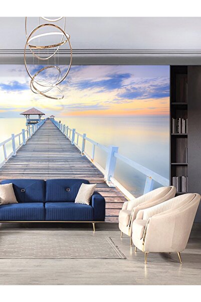dreamwall Deniz Ve İskele Köprüsü Desenli Isı Ve Ses Yalıtımlı Sağlıklı Tekstil Duvar Kağıdı