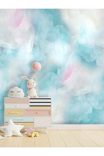 dreamwall Duvar Kağıdı: Mavi Pembe Bulutlar Isı Ve Ses Yalıtımlı Sağlıklı Tekstil Çocuk Odası Duvar Kağıdı