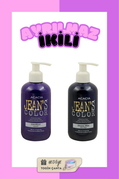 Acacia Jeans Color Ayrılmaz İkili Boya Seti - Ametist + Mavi Rüya + Hediye To...