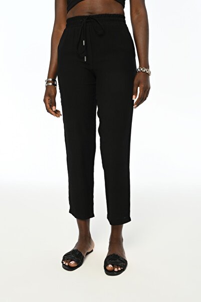 Orfeo Negro Comfortable Women's Trousers - Elastic Waist, Solid Color