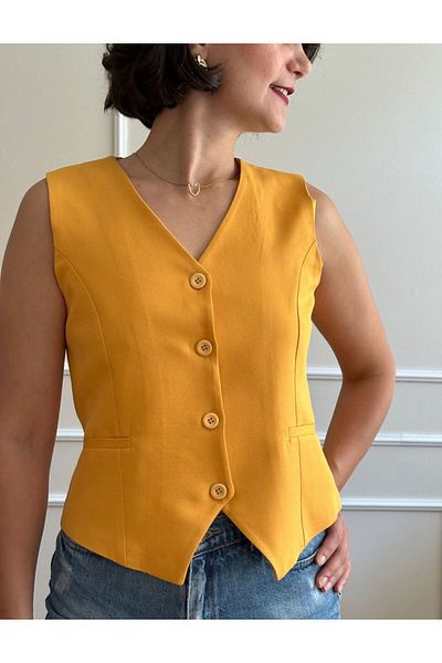 nidistore Women's Mustard Short Vest