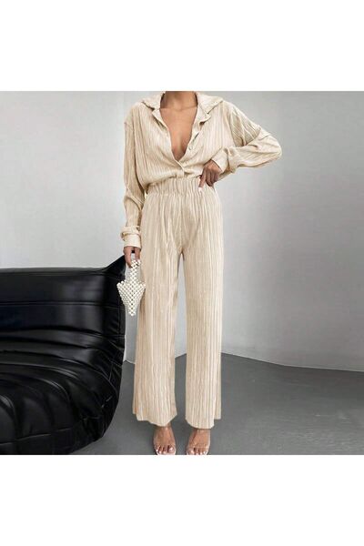 SERBA Pleated Shirt Pants Suit