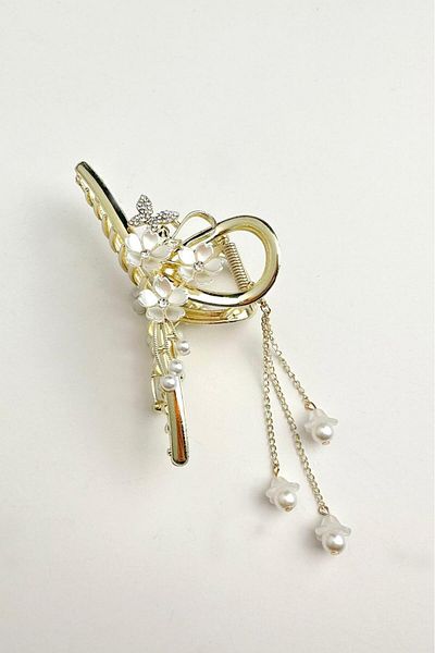 Modex Gold Rng Double Sided Flower Butterfly Detailed Latch Buckle 11cm