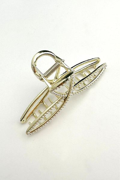 Modex Gold Color Double Sided Pearl Bow Latch Buckle 11cm