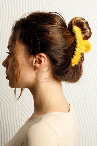 Modex Yellow Soft Plush Peg Hair Clip