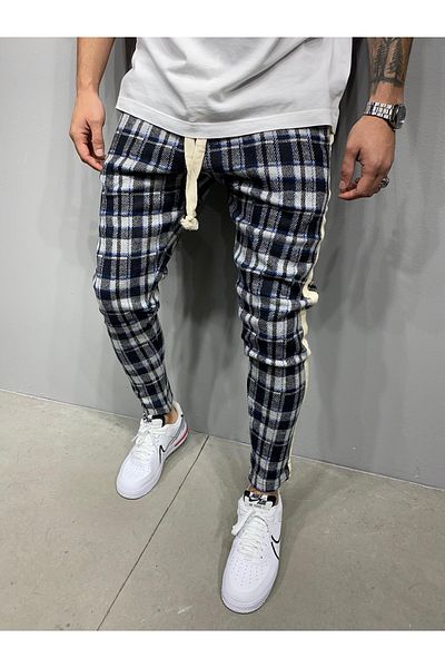 ayakuydur Men's Plaid Patterned Jogger Pants