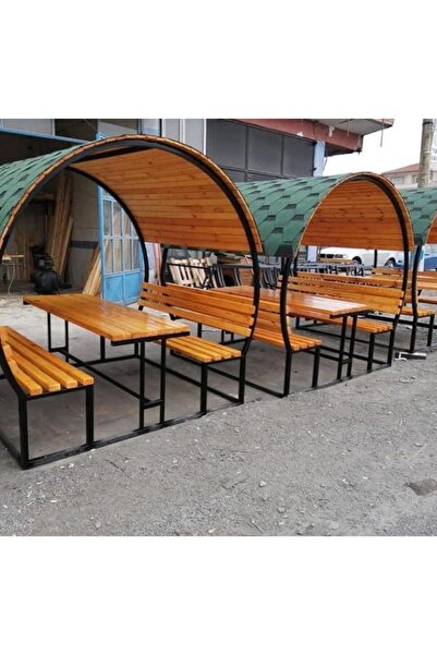 puhu aksesuar Bahçe Masası Ahşap Kamelya/çardak Piknik Masası (8 Kişilik)