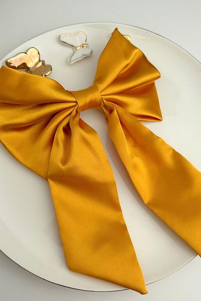 Modex Mustard Yellow Bow Automatic Hair Clip