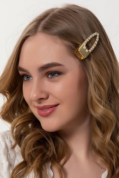 Modex Gold Blonde Hair Clip with Pearls and Stones