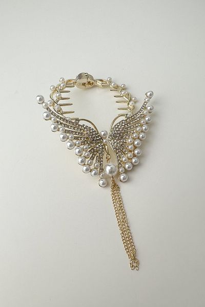 Modex Pearled Jewelled Wing Bun Buckle
