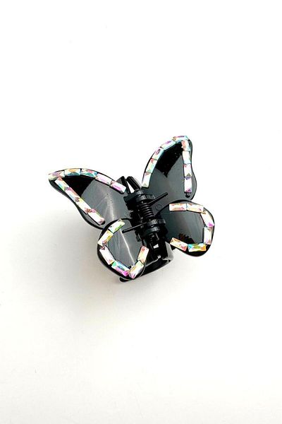 Modex Baguette Jewelled Black Butterfly Latch Buckle