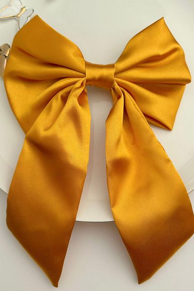 Modex Mustard Yellow Bow Automatic Hair Clip