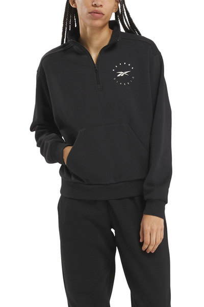 Reebok Q3 IDE FLEECE MIDLAYER Μαύρο γυναικείο φούτερ