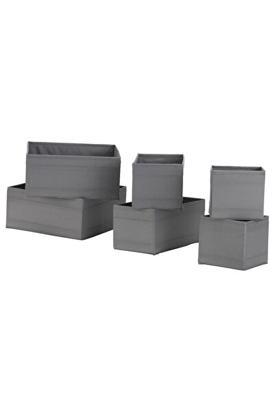 IKEA Skubb Dolap Şifonyer Çekmece Içi Düzenleyici Kutu - 6 Parça - Koyu Gri