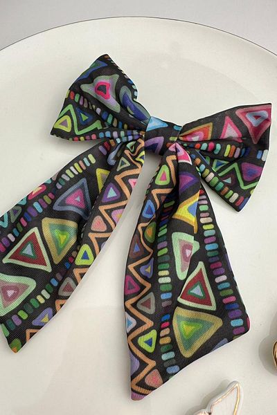 Modex Ethnic Patterned Automatic Hair Clip with Tail