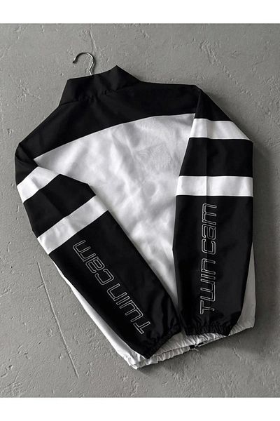 memetti m şekil Bmw //mRetroBlackOversizeRaincoat - Parachute Fabric, Digital Printed and Windbreaker Detail