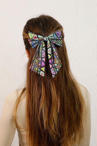 Modex Ethnic Patterned Automatic Hair Clip with Tail
