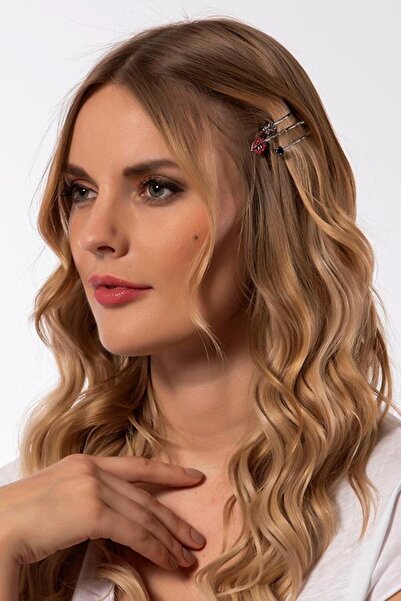 Modex Red Lip Detail Triple Hair Clip