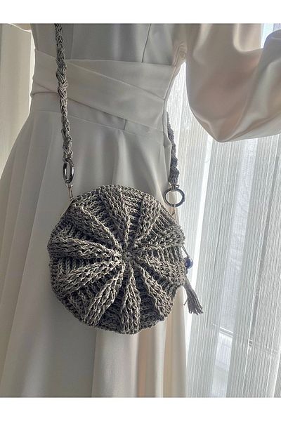 DNA MODA Bohemian Macaron Straw Bag - Hand Knitted and Paper String Bag