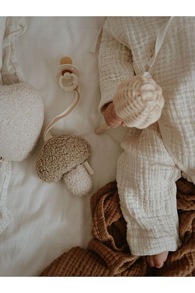 bohemoon Teddy Mushroom Pacifier Strap Beige