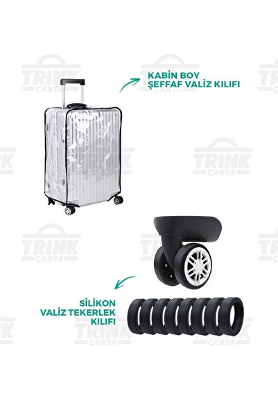 Trink Çanta Set of 2 Transparent Luggage Case - Silicone Luggage Wheel Protective Case