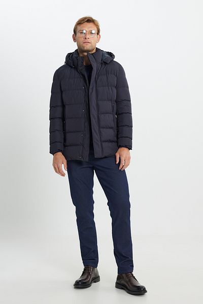 AC&Co / Altınyıldız Classics Ανδρικό παλτό με κουκούλα Navy Blue με κουκούλα Standard Fit - Πλαϊνές τσέπες