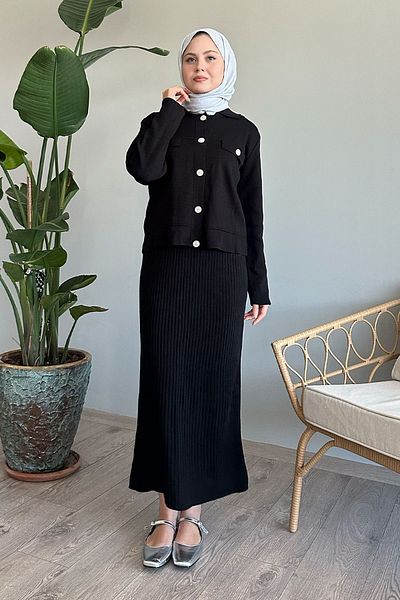 InStyle Black Knitwear Set - with Jacket and Dress