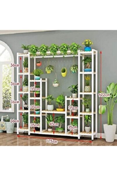 DEMBEY AHŞAP ATÖLYE Ahşap Çiçeklik Modelleri Bahçe Balkon Salon Mobilya Dekoratif Büyük Boy Saksı Rafı Saksılık